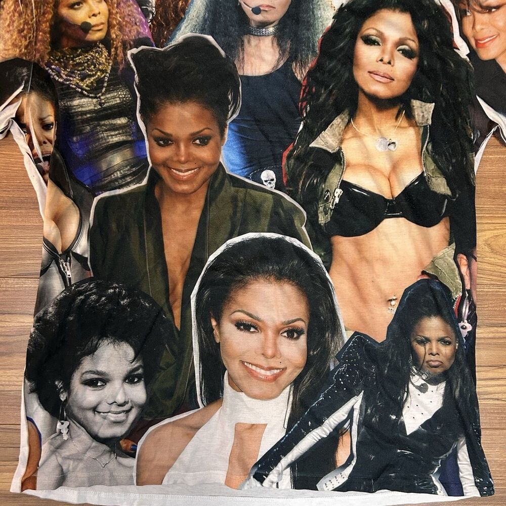 Janet Jackson Graphic T Shirt XL Collage All Over Print Music Icon Tee - Picture 4 of 8